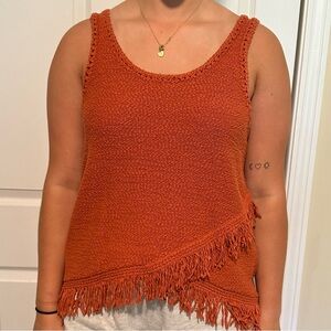 {Akemi + Kin | Anthropologie} Fringe Knit Tank Top
